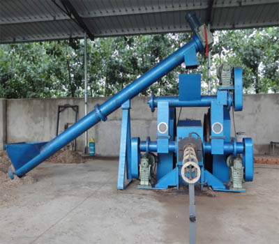 Front view of briquette machine

