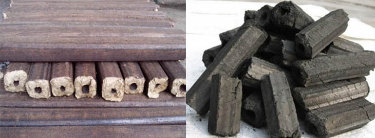 Briquettes and charcoal